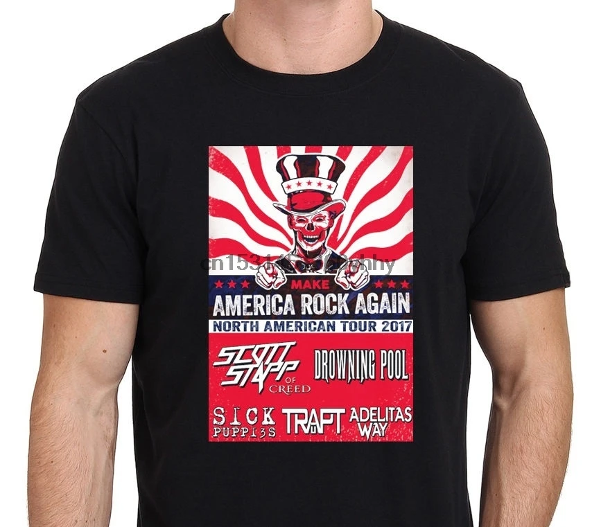 Модная мужская футболка Make America Rock Again TOUR Мужская черная в стиле панк | одежда