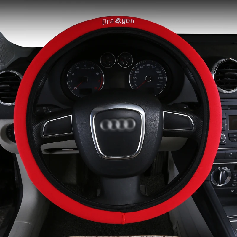 

Car Steering Wheel Covers Reflective Faux Leather Elastic China Dragon Design Auto Steering Wheel Protector YS5005