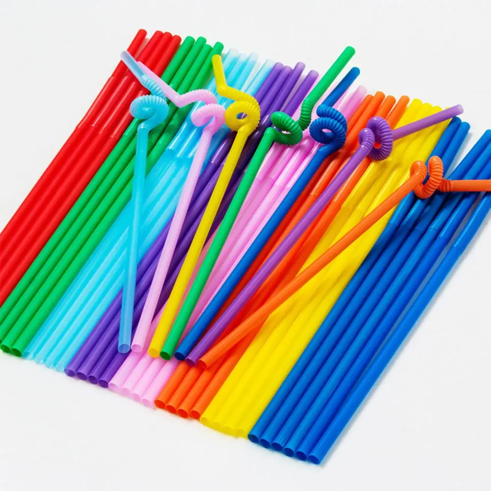 

100pcs/pack Disposable plastic drinking Straws Bendable straws Party Plastic Straws Juice Drinking Tube Disposable Straws