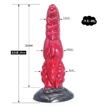 FAAK Beef Color Texture Animal Dildo With Suction Cup Ribbed Knot Penis Large Long Anal Beads Butt Plug Sex Toys For Women 6