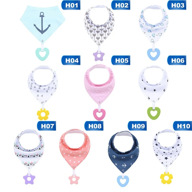 Double-layer Baby Bib With Teether Pacifier Chain Drool Cotton Waterproof Drooling For Baby Feeding