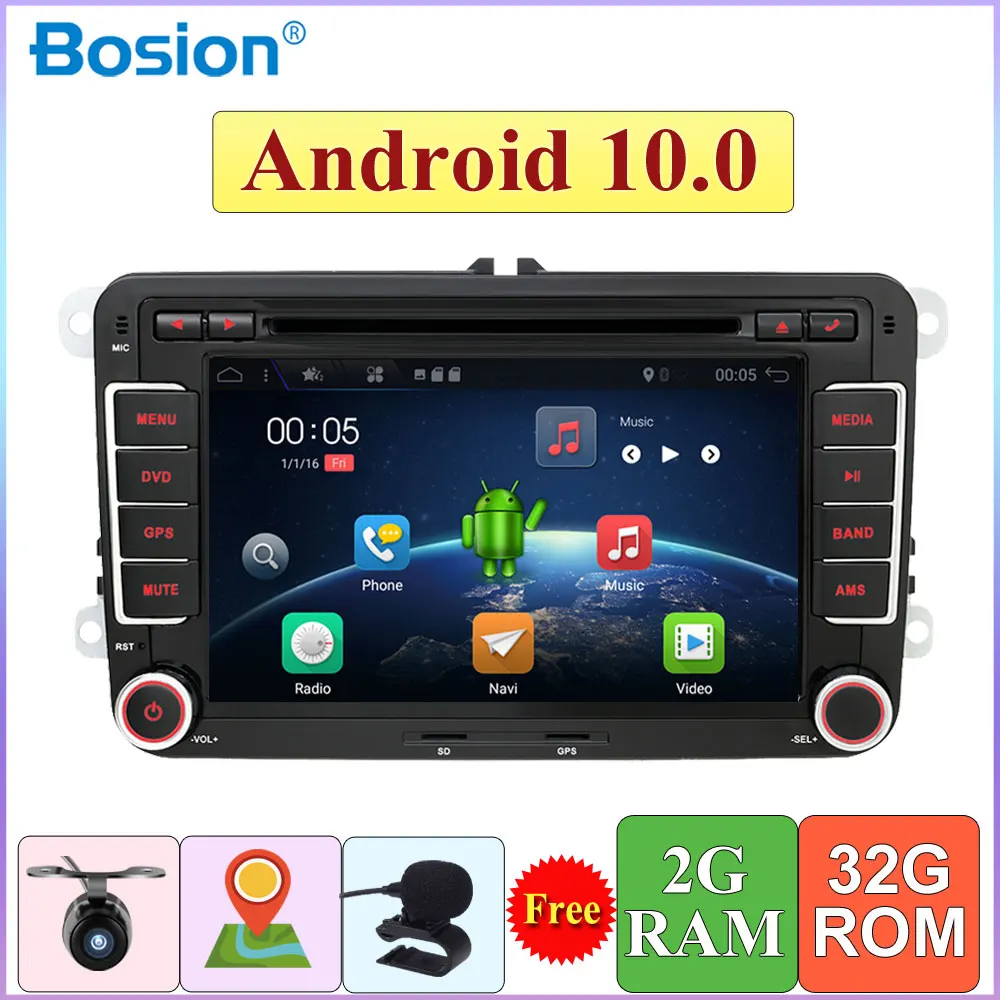 2 din четырехъядерный Android 10 0 для Volkswagen golf/forpolo sedan/T5/tiguan/passat/caddy радио wifi Bluetooth DAB OBD