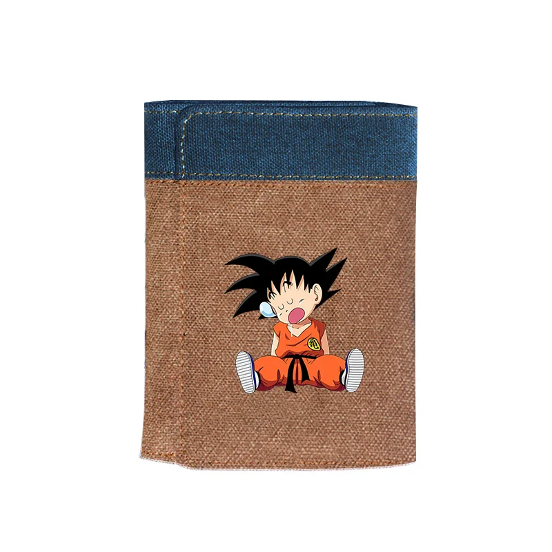 Супер короткий кошелек Dragon Ball Аниме Сон Гоку сумка для денег мультфильм ID держатель для карт холст Демин Синий кошелек для монет Kakarotto Carteira