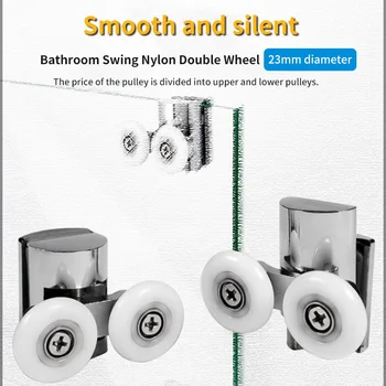 

2pcs 23mm Glass Sliding Door Swinging Double Wheel Pulley Bearing Rollers Runners Wheels For Shower Cabin Accessories