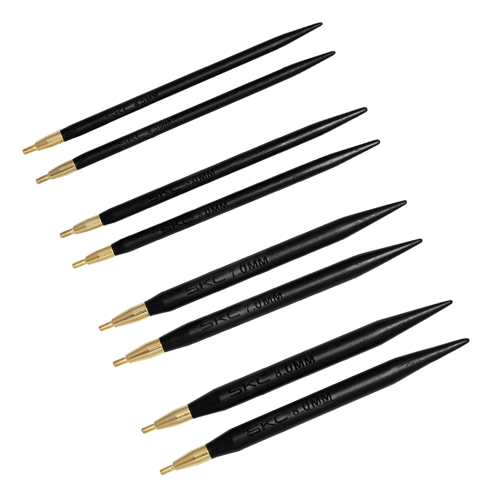 2Pcs/set Interchangeable Knitting Needle Tips Wood Interchangeable Needle Tips