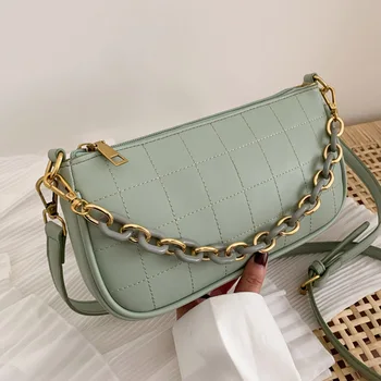 

Texture Popular Messenger Bags For Women 2020 Summer Acrylic Chain Crossbody Bag PU Leather Handbags and Purses
