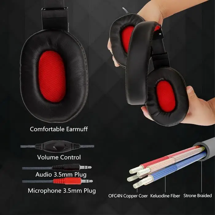 Стерео шумоподавление над ухом с 2M+/-0,15 Mic Gaming Win 7/Win8/Win8.1/Win 10/XP-38+/-3 дБ гарнитура