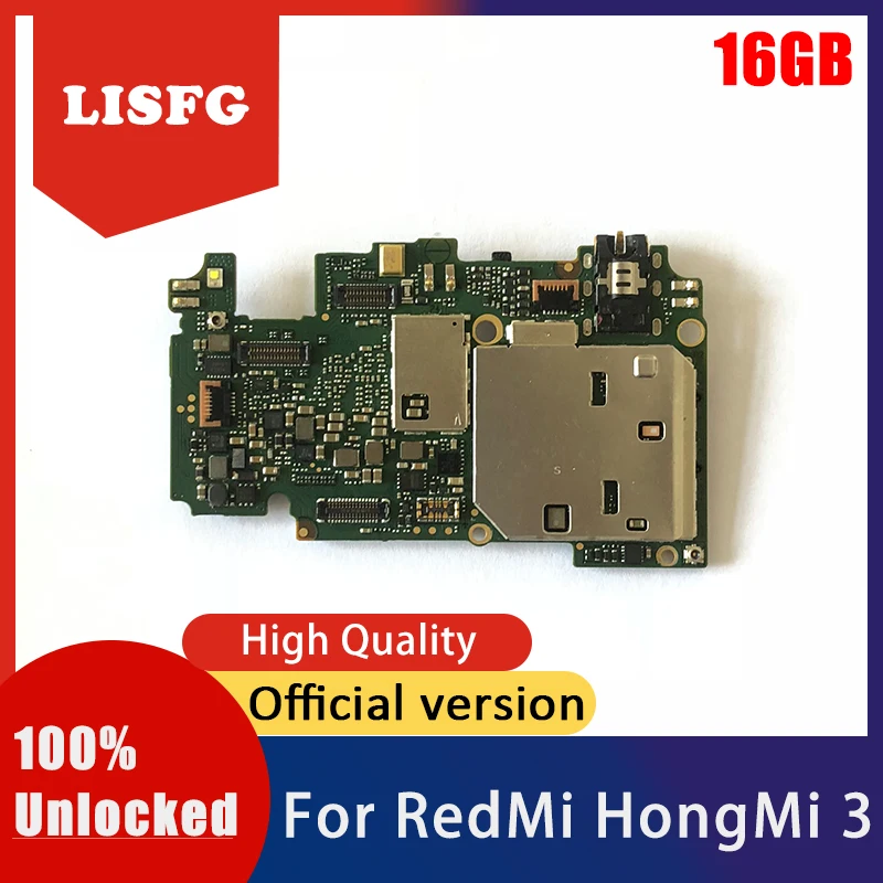 LISFG полностью Рабочая материнская плата для RedMi 3 HongMi 3 разблокированная оригинальная материнская плата 16 Гб для HongMi 3 RedMi 3 материнская плата