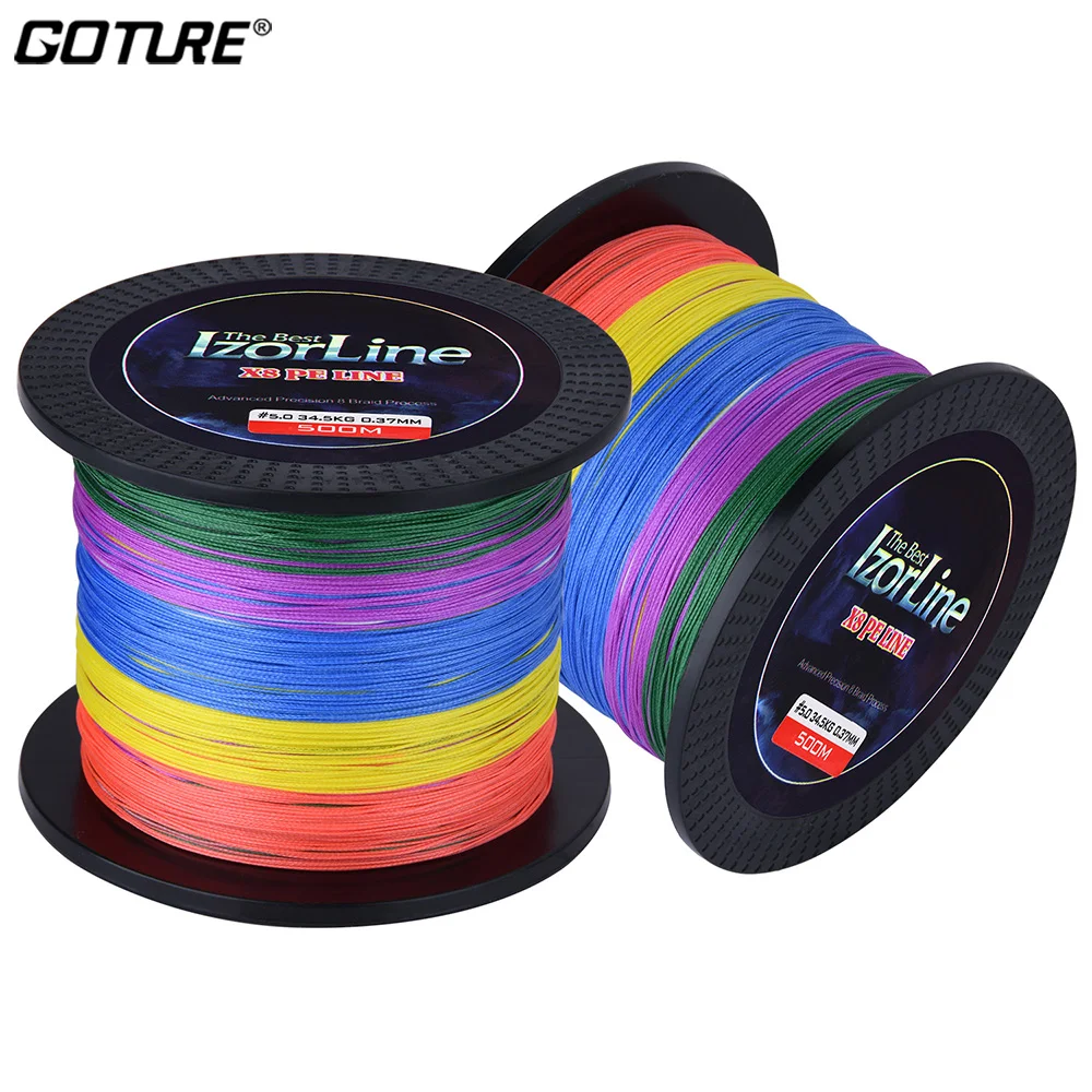 

Goture 300M 500M PE Fishing Line 8 Strands Braided Fishing Line 29-76LB Multifilament Fishing Cord for Carp Bass Pike Fishing