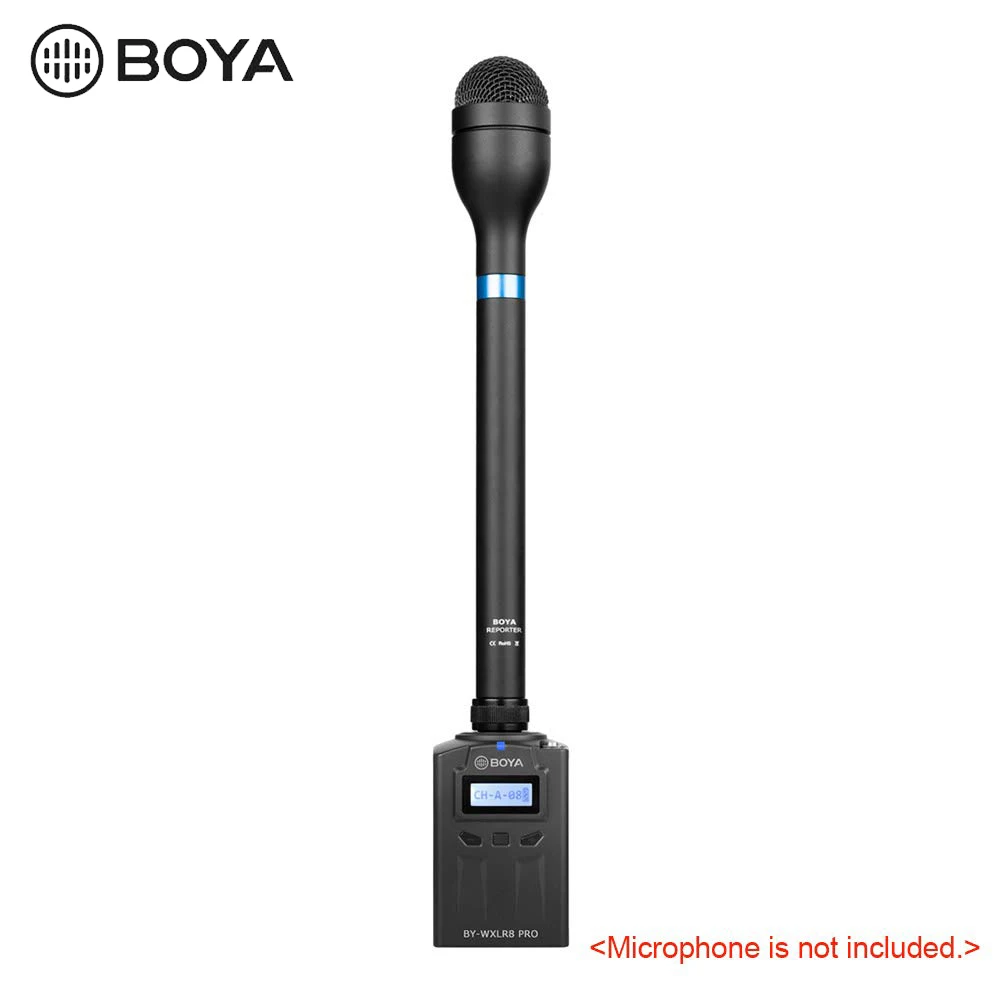 BOYA BY-WXLR8 Pro 48-Channel Microphone Set Transmitter Plug-on LCD Display XLR 3.5mm LINE IN with BOYA BY-WM8 /BY-WM6 Receiver