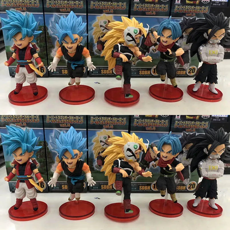 5 шт./лот, японское аниме, Q версия Dragon ball Z goku Vegeta Broli лопуха, ПВХ фигурки, игрушки, украшение подарок для малыша
