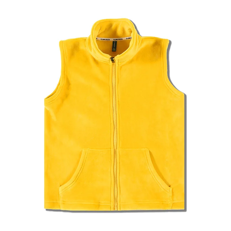 Мужская Трикотажная теплая жилетка, куртка с воротником-стойкой, тонкий плюс бархатный толстый зимний жилет, двойные серебряные лисы, теплая куртка без рукавов - Цвет: Цвет: желтый