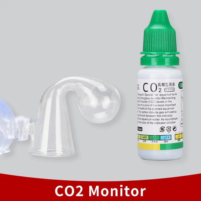 Probador de Monitor de largo plazo, verificador de gotas de vidrio para acuario, planta de musgo vivo de agua CO2, dióxido de carbono, PH, bola, indicador