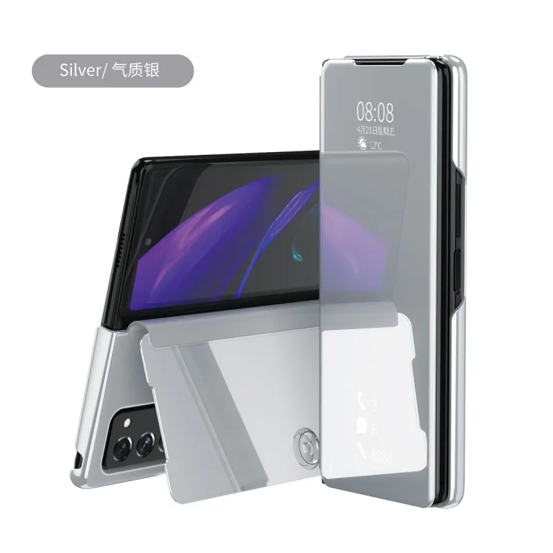 Premium Mirror Plating PU Leather Kickstand Shockproof Phone Case