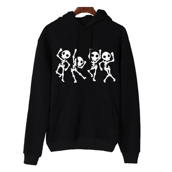 

Halloween Skull Print Long Sleeves Pullover Hooded Harajuku Hoodie Kawaii Sweatshirt Streetwear Outfits Aesthetic Dropshipping