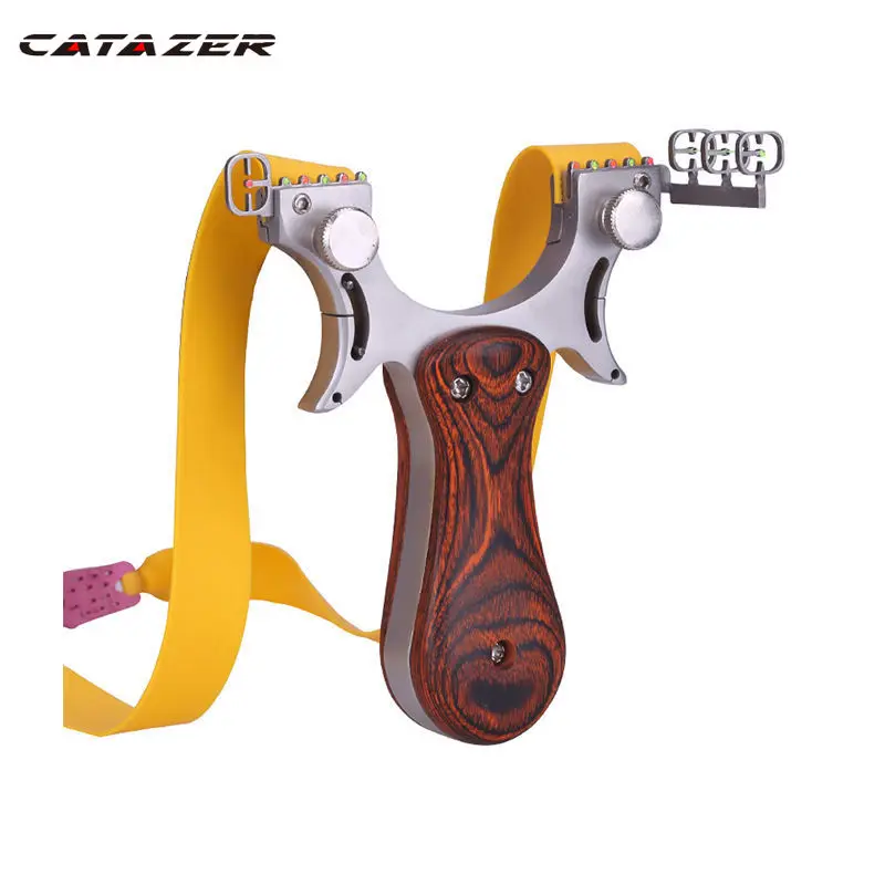 

New Slingshot Triple Gun Sight Stainless Steel Bow Head Solid Wood Handle Flat Leather Free Strapping Fast Pressure Slingshot