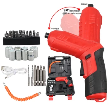 

Profession 4V Electric Household Screwdriver Drill with 45pcs Power Tools Access Dual-Use Deformation Variable Speed Rotary Tool