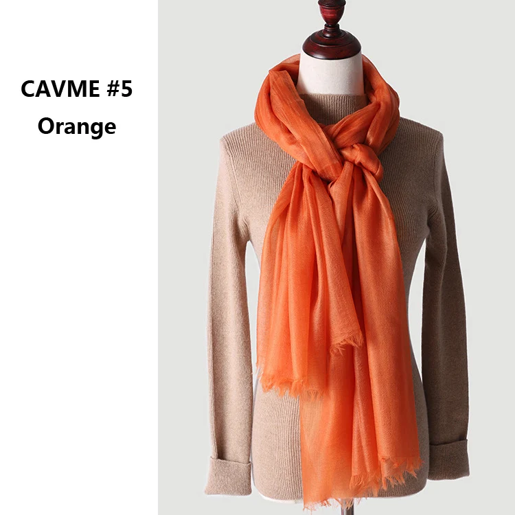 Красный CAVME Pure Cashmere Scarf for Ladies Long Scarves Largue Size Pashmina Solid Color 50g 100*220cm Luxury Gift for Mother - Цвет: Красный