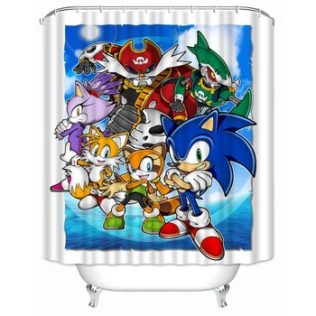 

Musife Custom Sonic the Hedgehog Shower Curtain Cartoon Waterproof Polyester Fabric Bathroom With Hooks DIY Home Decor