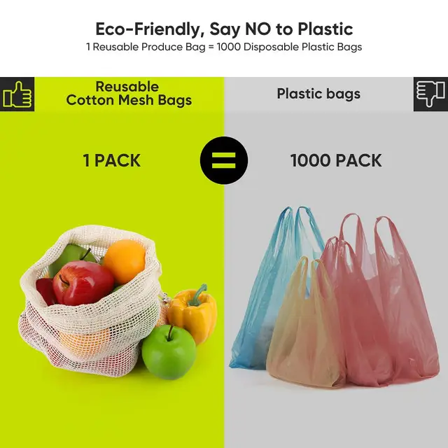 9/12pcs vegetable fruit bag,storage bag Reusable Produce Bags,Eco-Friendly,100% Organic Cotton Mesh Bags,Bio-degradable Kitchen 2