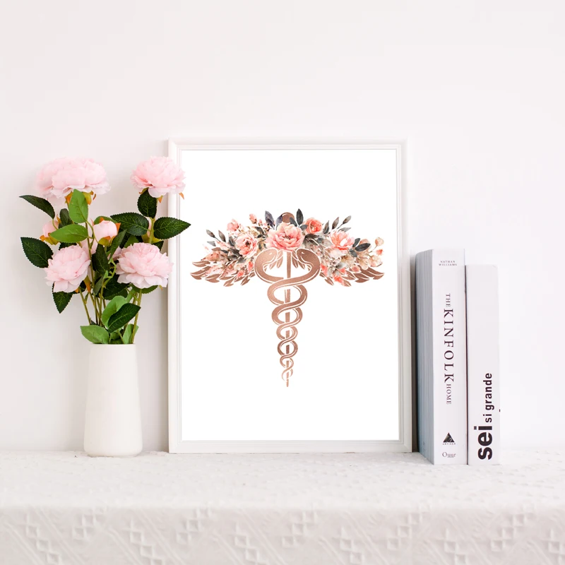 Warm-Medical-Posters-Flowers-Heart-Stethoscope-Ecg-Creative-Medical-Equipment-Canvas-Painting-Hospit (3)