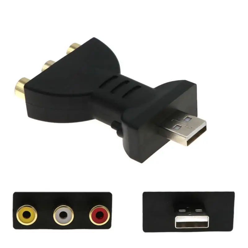 Аудио адаптер USB Мужской до 3 RCA Женский Разъем Портативный позолоченный