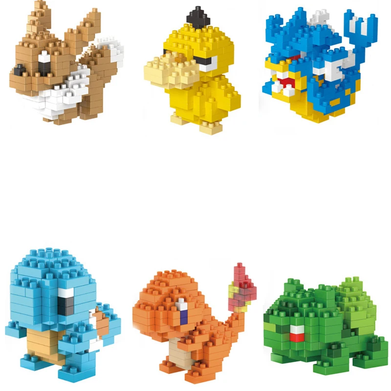 

Anime Game figures poke monsters micro diamond block Charmander Squirtle Eevee Bulbasaur Gyarados Psyduck nanobrick toys