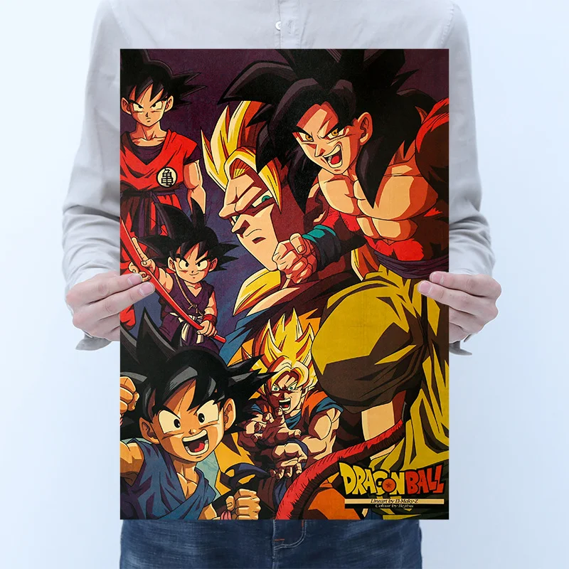 H04 51.5x36cm 1 шт. 51,5x36 см Dragon Ball Постер Мультфильма фильма крафт Бумага ретро постер на стену Стикеры декоративная роспись украшение дома - Цвет: H04 51.5x36cm