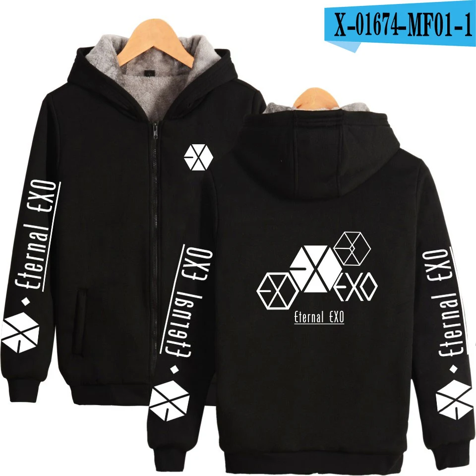 EXO PLANET#5 принт хип хоп Kpop Повседневная Уличная модная популярная парка Basic на молнии уличная сохраняющая тепло парки свободного покроя - Цвет: navy