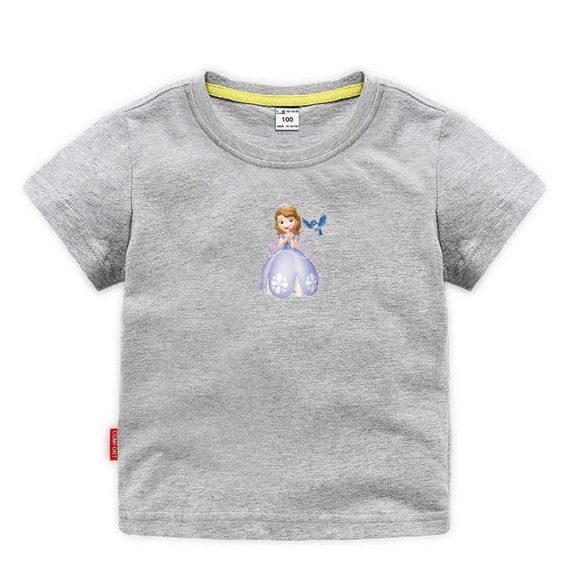 Gray Футболка принцессы «hello kitty» для девочек; костюм; летняя хлопковая детская одежда с короткими рукавами; белая и черная футболка для девочек; топы - Цвет: Gray