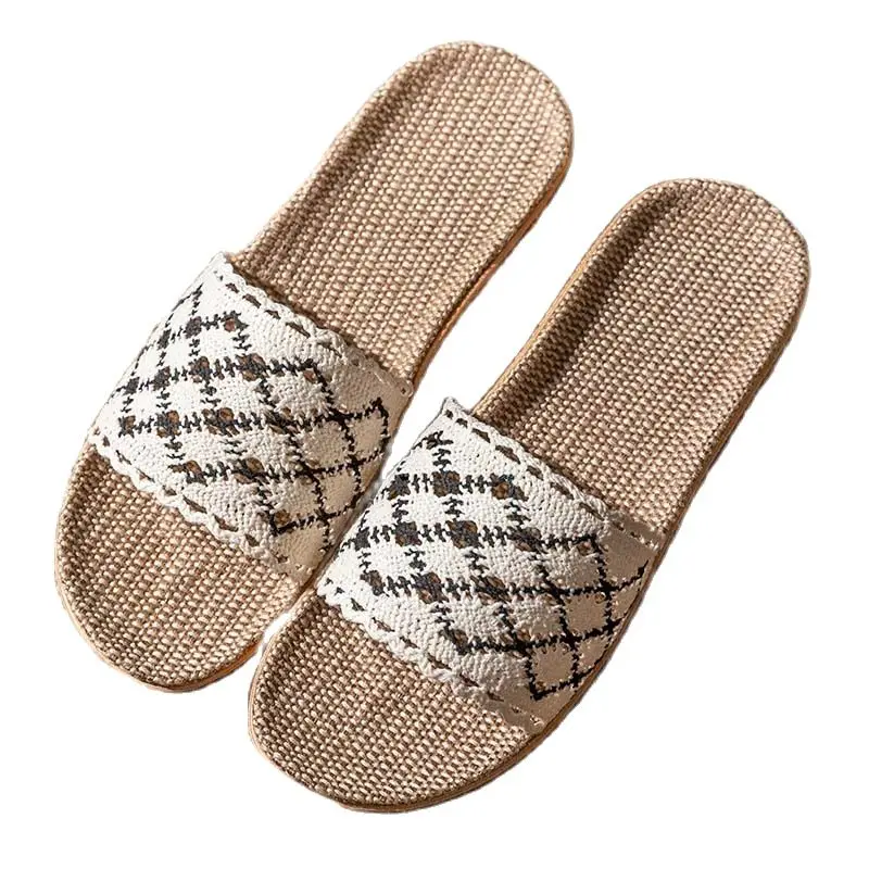 Suihyung 2021 New Womens Shoes Breathable Mesh Belt Flax Slippers Ladies Casual Flat Slides Home Slippers Female Linen Sandals