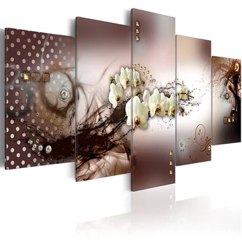 

Cross Stitch Home Decor Full Round Drill 5 Pcs Diamond Picture Abstract Handmade Embroidery Painting Flower Lines Wall Sticker