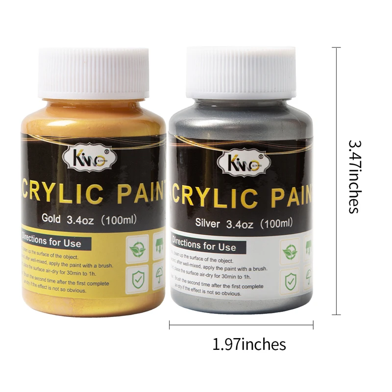 100ml Gold Paint Metallic acrylic paint,waterproof not faded for Statuary Coloring DIY hand painted graffiti Varnish Coating