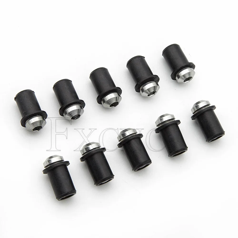 Universal Motorcycle Rubber Well Nuts Windscreen Windshield Fairing Cowl Anodized Aluminum Moto Screws Bolts 10PCS 5mm/0.20in Motorcycle Accessories Auto Fasteners Auto Accessories Motorcycle Screws Motorcycle Fasteners