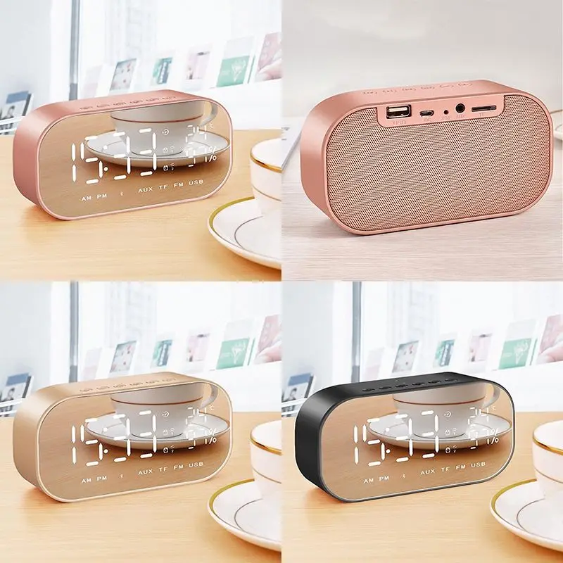 Retail Rose Gold S2 Bluetooth wireless mini alarm mirror small stereo computer car subwoofer creative bedside speakers | Электроника