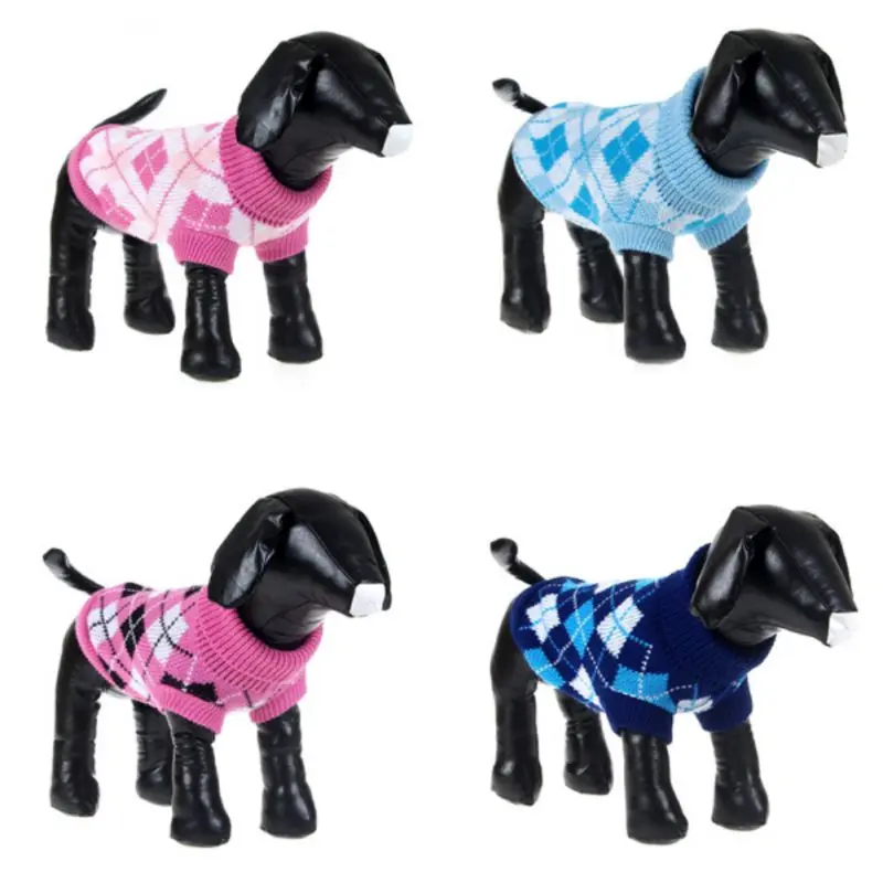 

Winter Dog Sweater Puppy Plaid Pattern Knitted Turtleneck Sweater For For Small Middle Dog Pet Dog Christmas Decoration Clothing