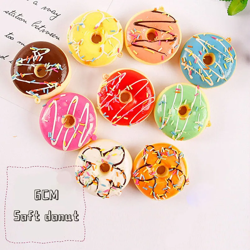 

3Pcs Cute 6CM Kawaii Doughnut Cream Slow Rising Squeeze Antistress Toys Simulation Bread Cake Stress Relief Toy Gags Practical
