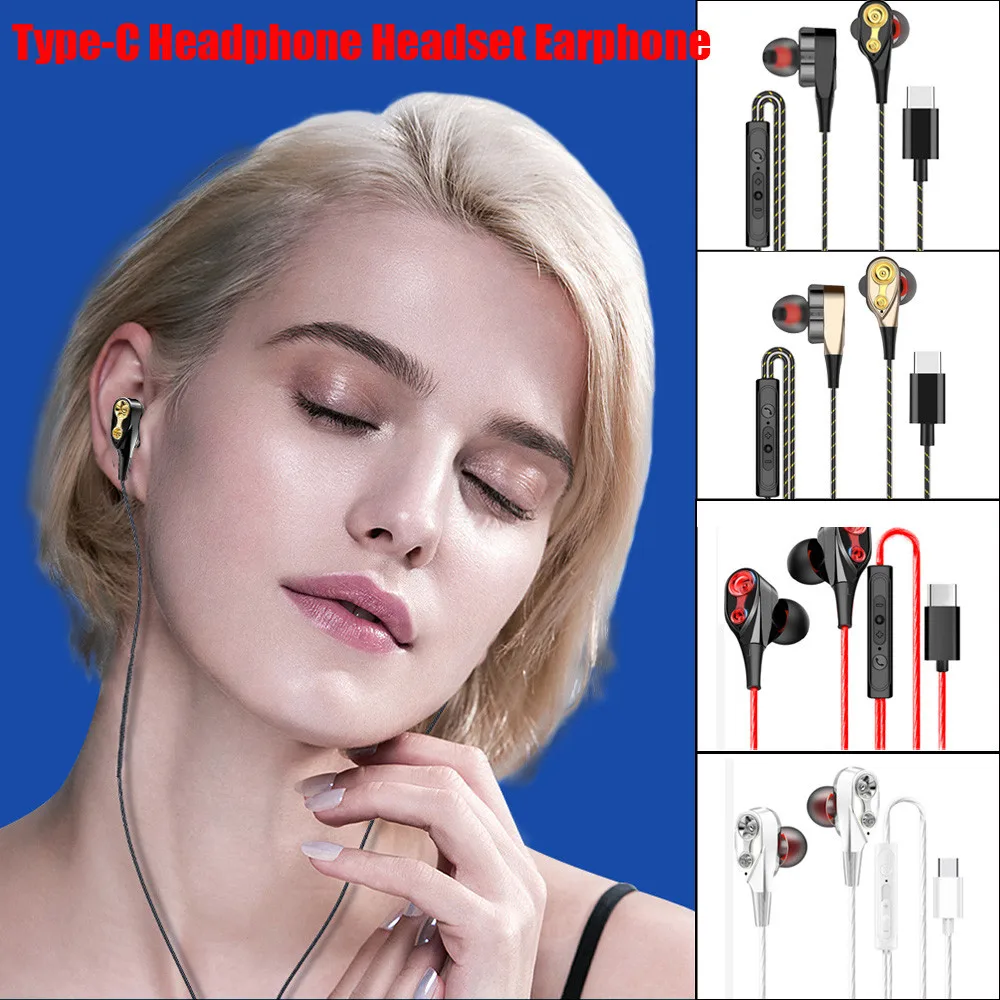 Beautyss New Type C Wired Earphone In Ear Stereo Earbud SuperBass HIFI Musci With Mic Sport Headset For XiaoMi | Электроника