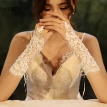 Кружевные перчатки для невесты без пальцев цвета слоновой кости свадебные перчатки для невесты с жемчугом брюиды handschoen SFG21