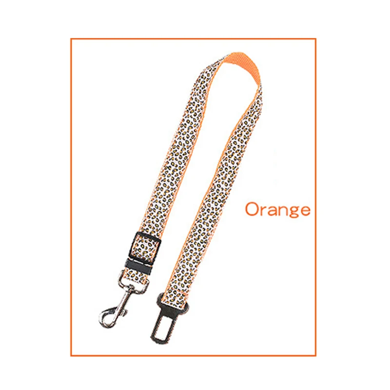 Leopard orange Полиэфирный автомобильный ремень безопасности для собак регулируемый поводок для собаки Леопардовый Камуфляжный ремень безопасности для собак аксессуары для домашних животных продукт для щенков больших домашних животных - Цвет: Leopard orange