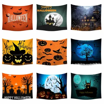 

Halloween Tapestry Pumpkins Tree Print Wall Hanging Tapestry Art Home Decoration