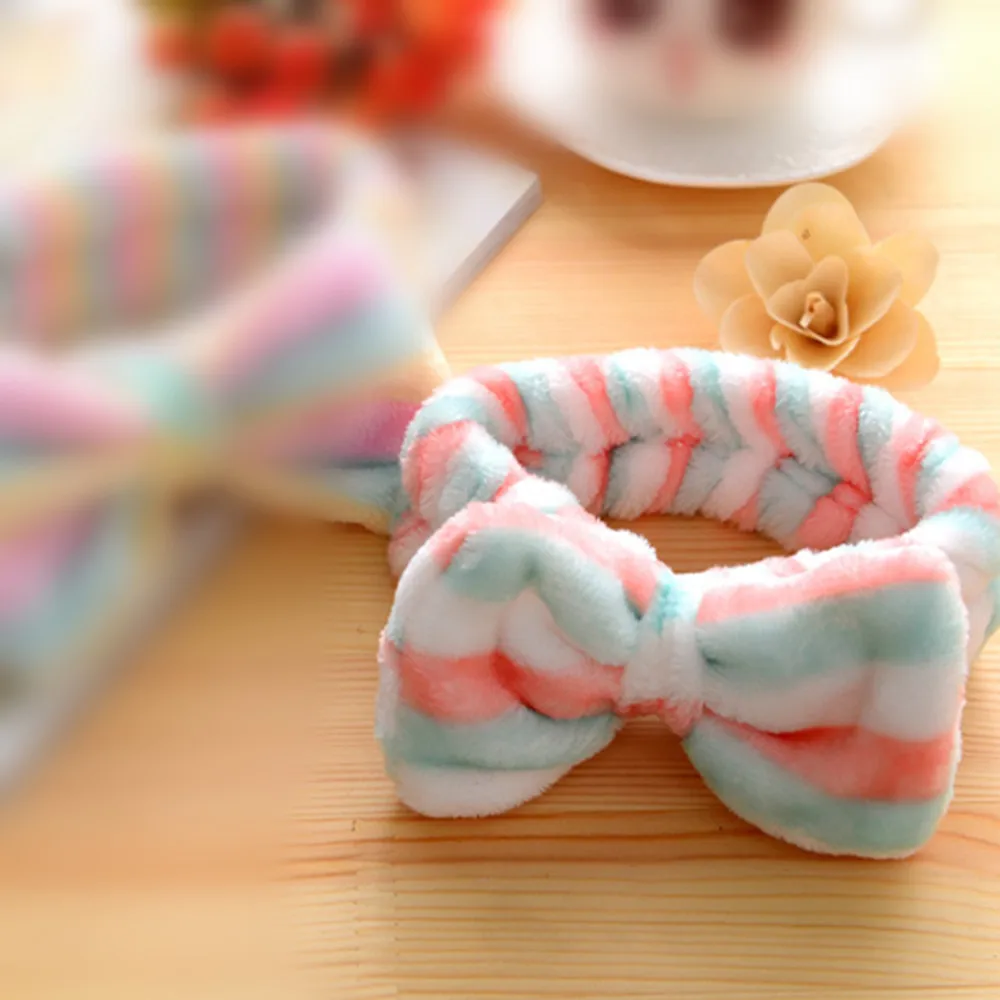 Женская повязка для макияжа из кораллового флиса, Мягкая повязка для мытья лица, эластичная лента для волос с узлом, головные уборы для девушек, аксессуары для волос - Цвет: 21