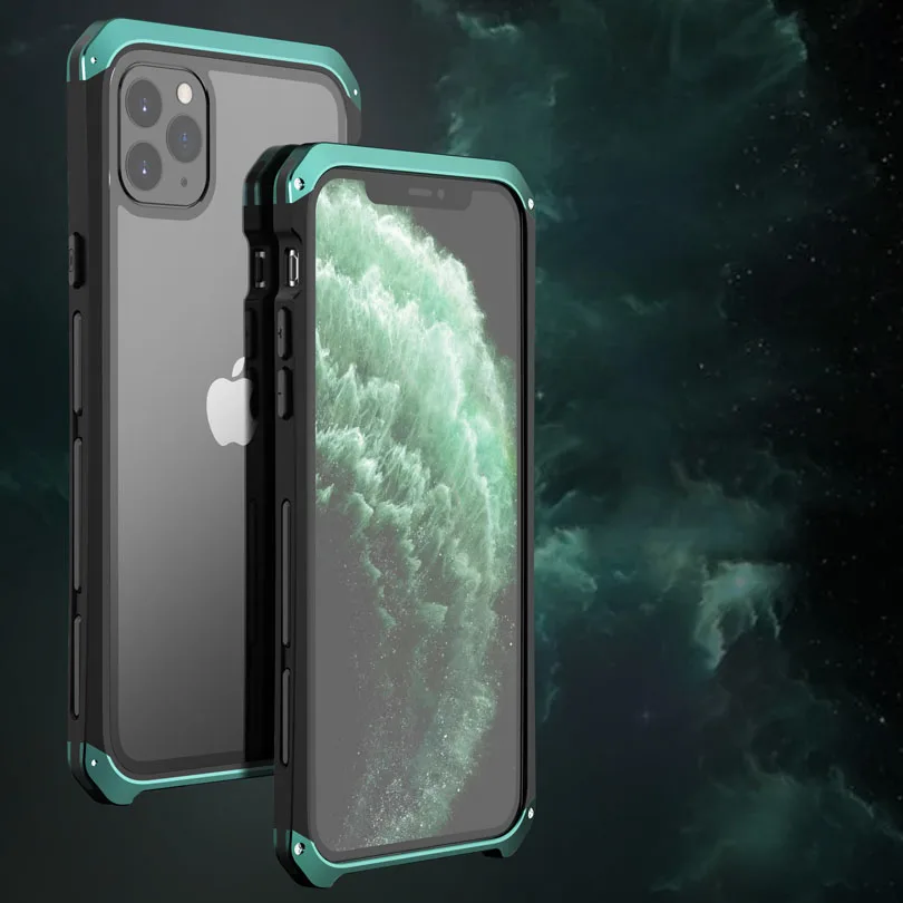 Для iPhone 11 Pro Max Роскошная алюминиевая металлическая рамка+ 9H стеклянная задняя крышка чехол для iPhone XR XS Max 7 8 Plus IP111
