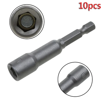 

Hex Shank Socket Silver Tool Steel Converter Attachment Workshop 10pcs