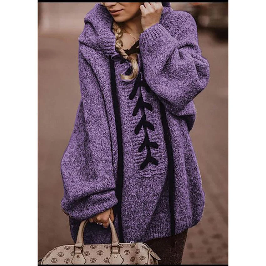 Tie Rope Plus Size Pullover Loose Warm Thick