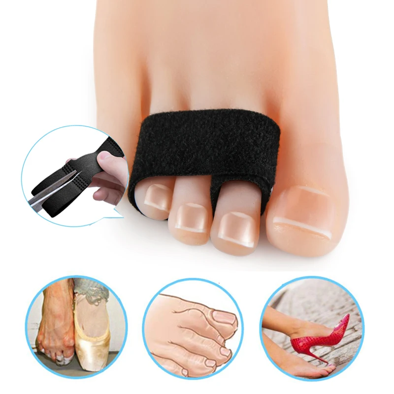 10pcs Fabric Toe Finger Wrap Hammer Toe Hallux Valgus Corrector Straightener Cushioned Bandages Toe Separator Splints Tape D2871