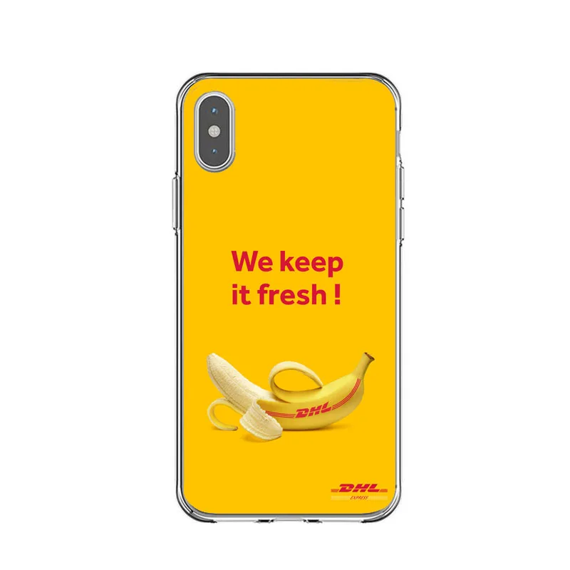 Телефон Чехлы мягкие силиконовые прозрачные модель жёлтого цвета роскошные логотип DHL крышка чехол для iPhone 7 8 плюс XS MAX 6 6S - Цвет: TPU