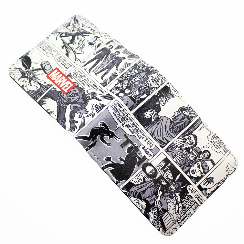 Короткий бумажник из искусственной кожи с супергероями комиксов «Человек-паук», «Тор», «Халк», держатель для карт и фотографий, кожаные кошельки с мультяшным принтом для мальчиков и девочек