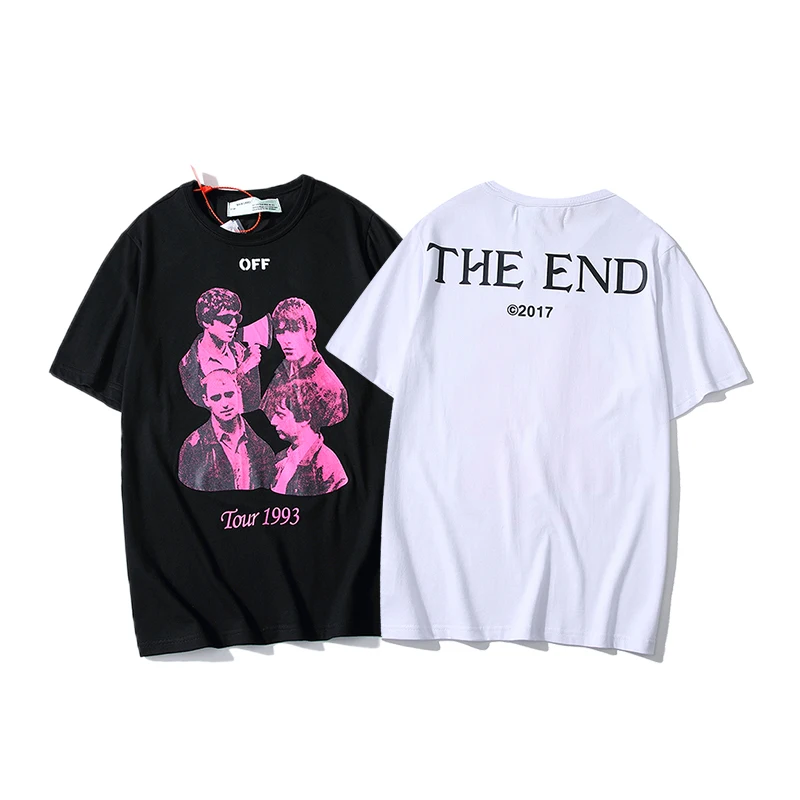 Рок-Группа Off-White C/O VIRGIL ABLOH для мужчин и женщин, унисекс, пара влюбленных моделей, хлопок, модная повседневная футболка с круглым вырезом и коротким рукавом