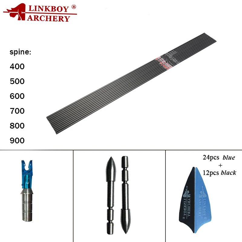 

12pcs Archery Carbon Arrow Shaft 30inch ID4.2mm Sp400-1000 Recurve Bow Shooting Exercise Bow and Arrow DIY Accessories